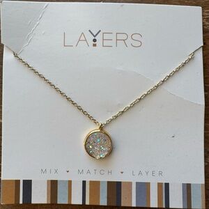 Layers Gold Necklace with Sparkling Pendant